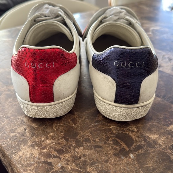 White Sneakers with Red and Black Patches - Picture 3 of 12